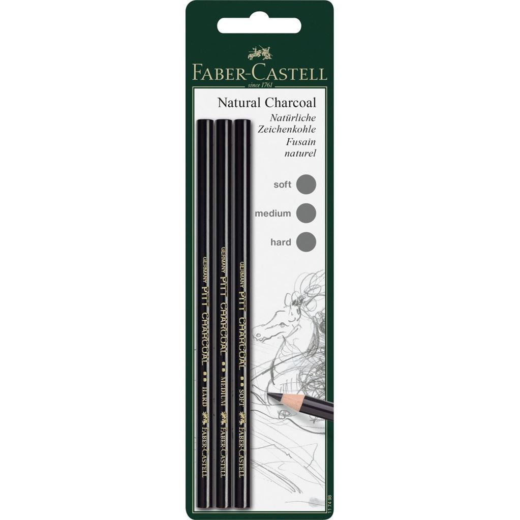 Faber-Castell Pitt Charcoal Pencil Set, 3-piece