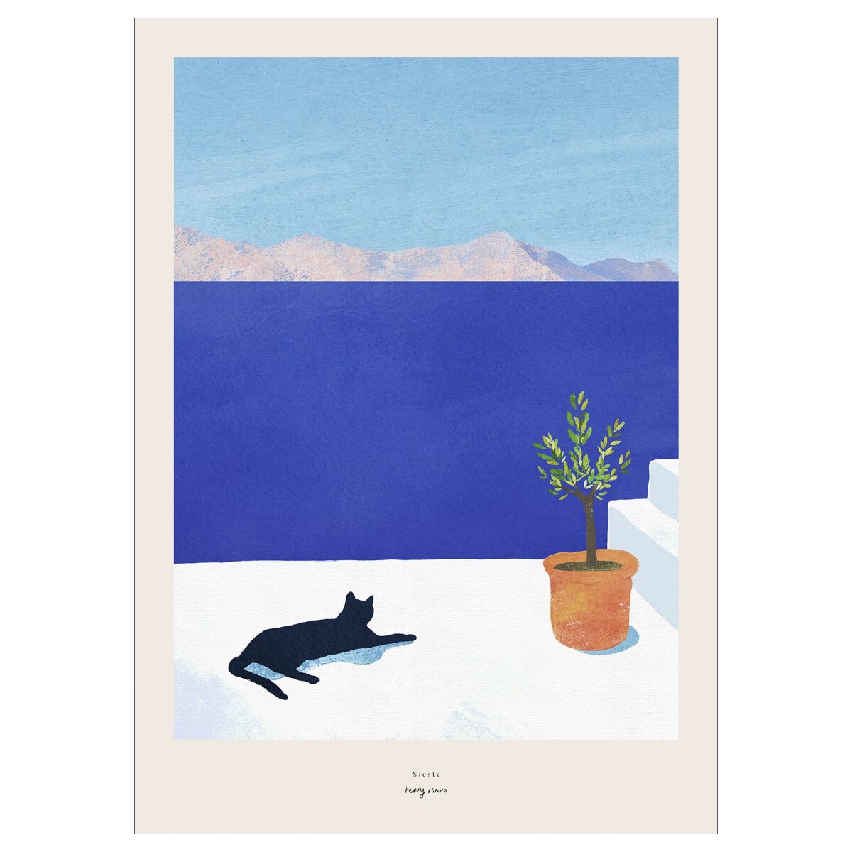 Henry Rivers Siesta - Black Cat 2 50 x 70 cm