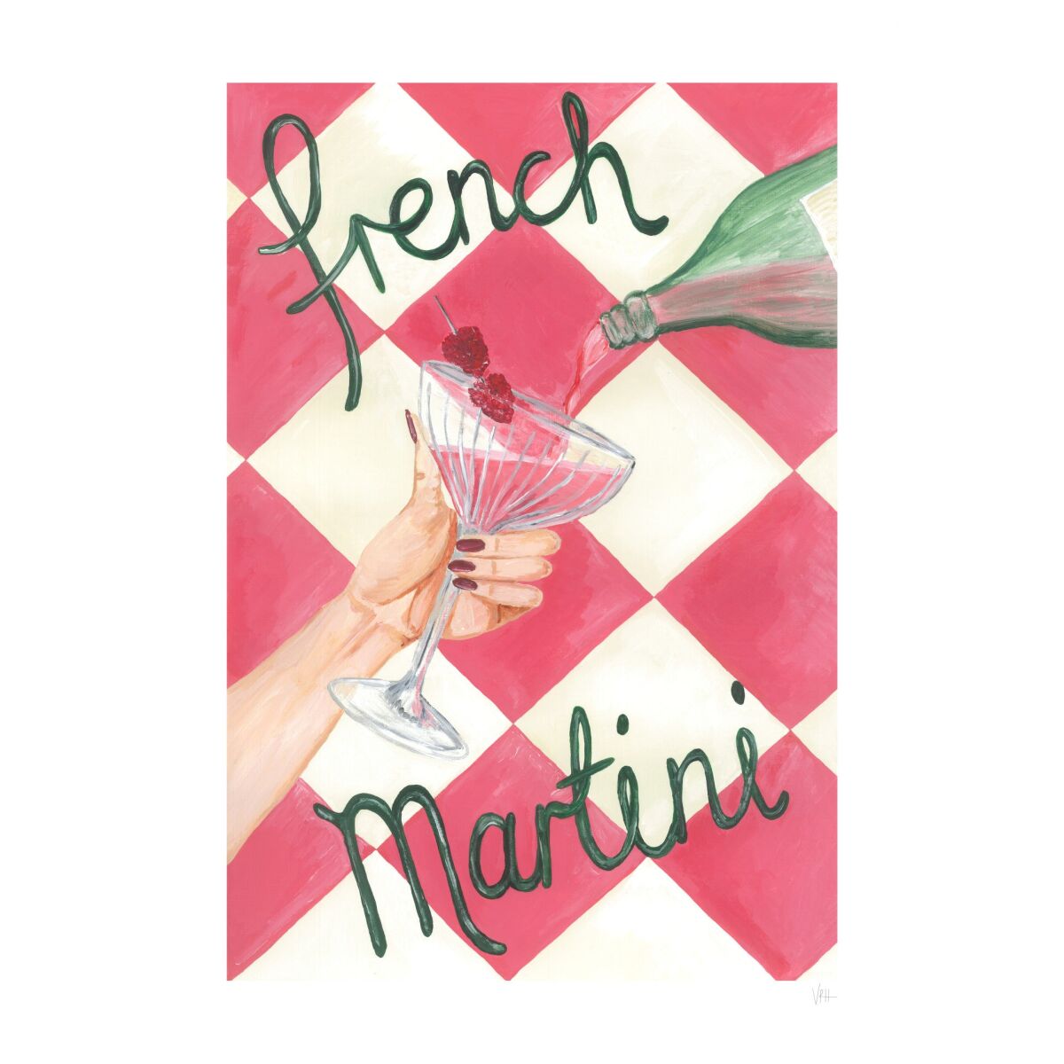 Violets Print House French Martini Art Print A3