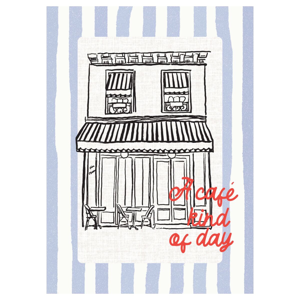 Jolly and Dash Cafe Kind of Day on Blue Stripes 30 x 40 cm