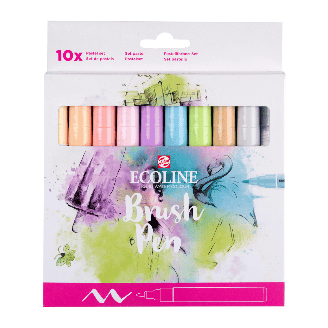 ECOLINE Brush Pen Sæt 10 stk. Pastel