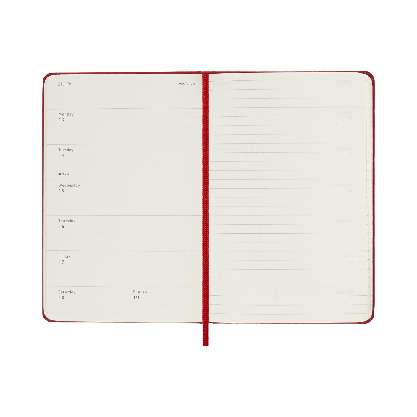 Moleskine Kalender Hard 12M Week Note Pocket Rød 2026