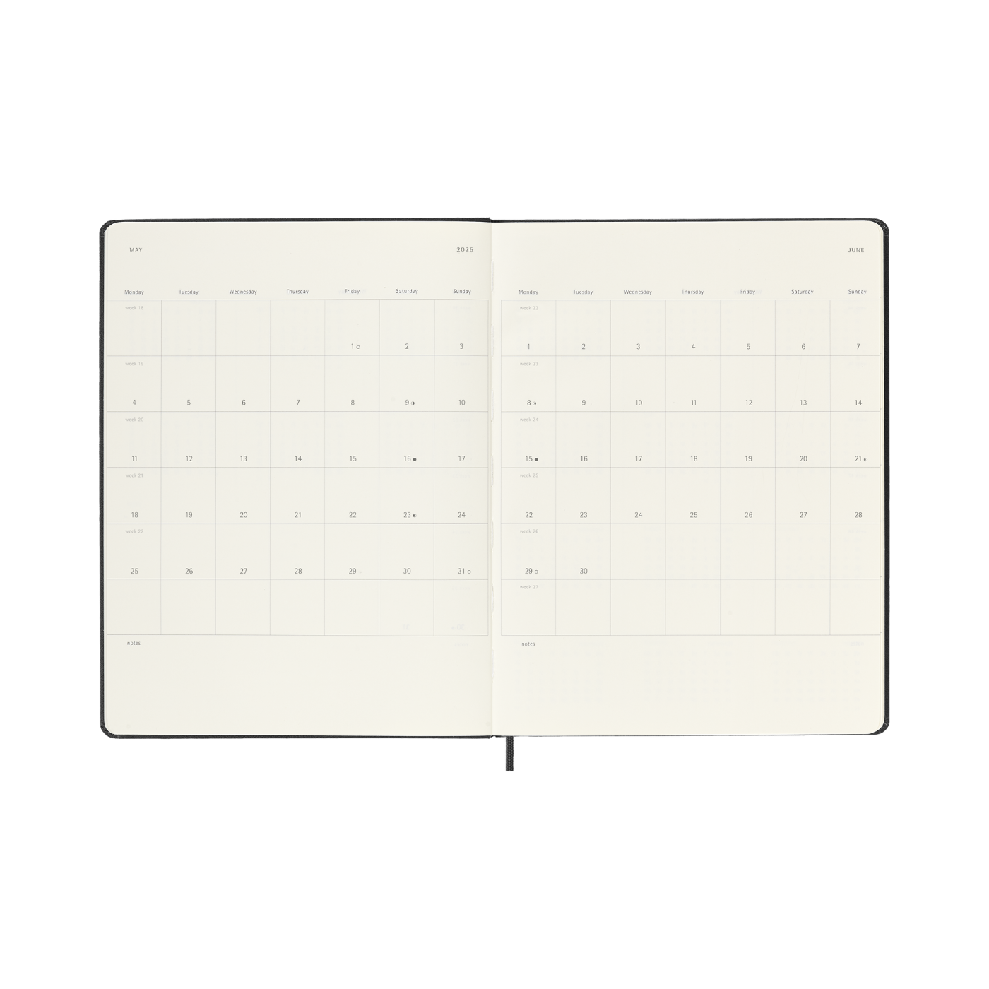 Moleskine Kalender Hard 12M Week Note XL Sort 2026