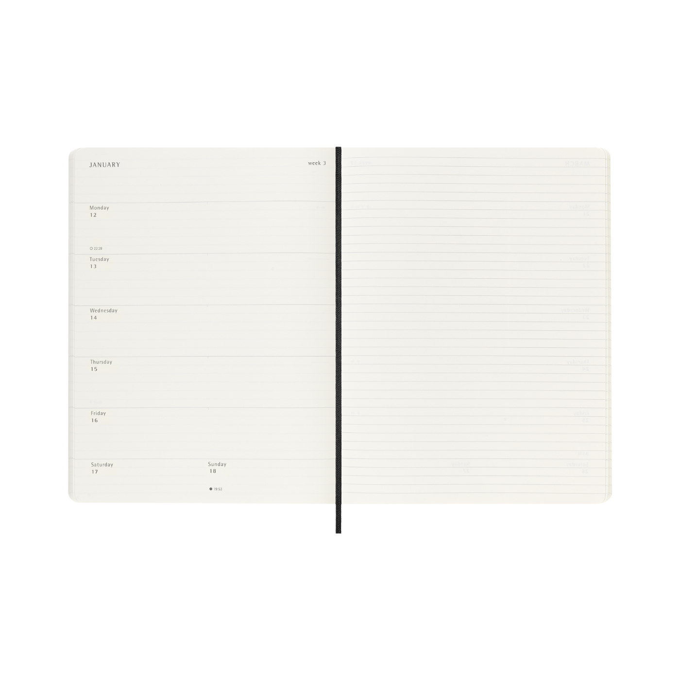 Moleskine Kalender Soft 12M Week Note XL Sort 2026
