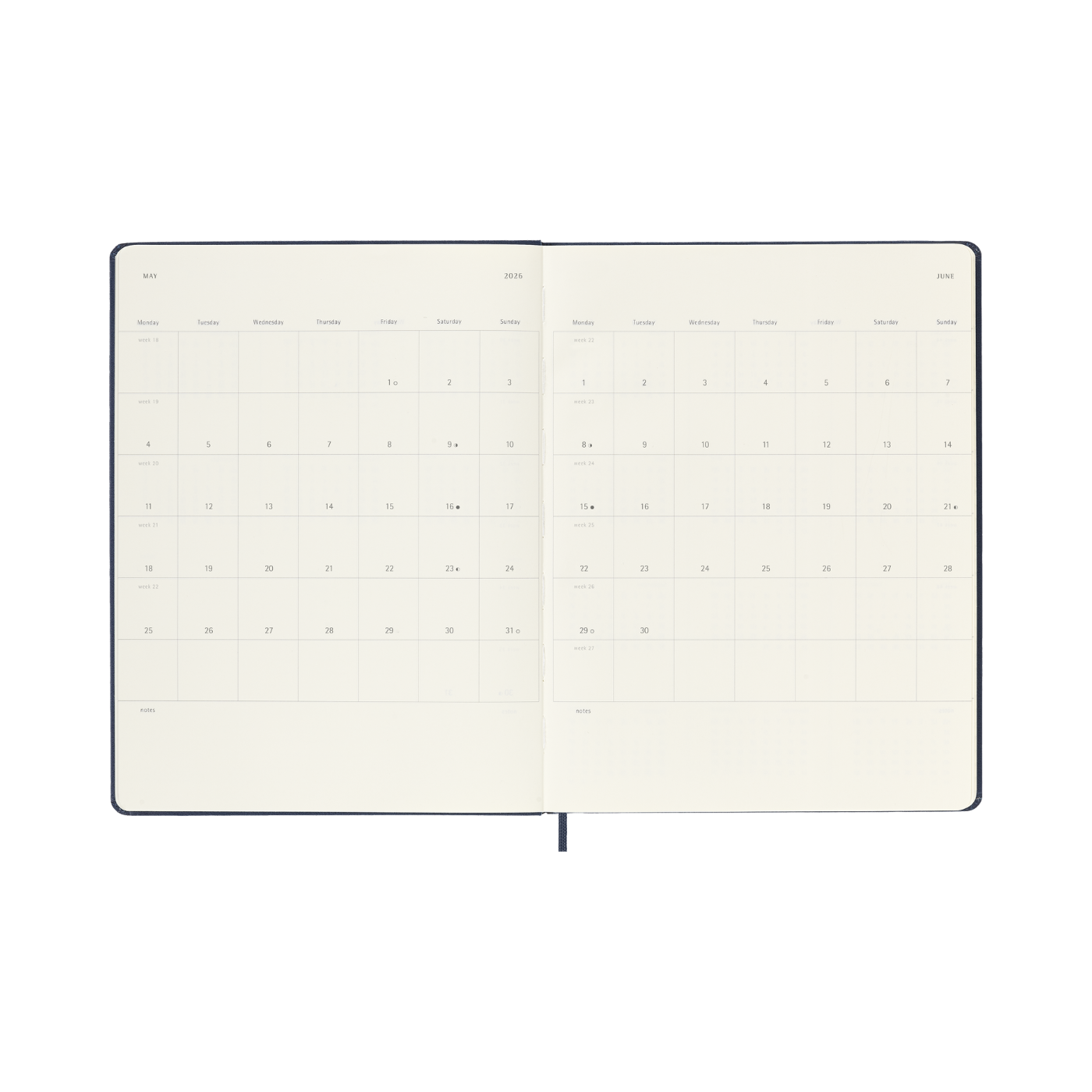 Moleskine Kalender Hard 12M Week Note XL Sapphire Blue 2026