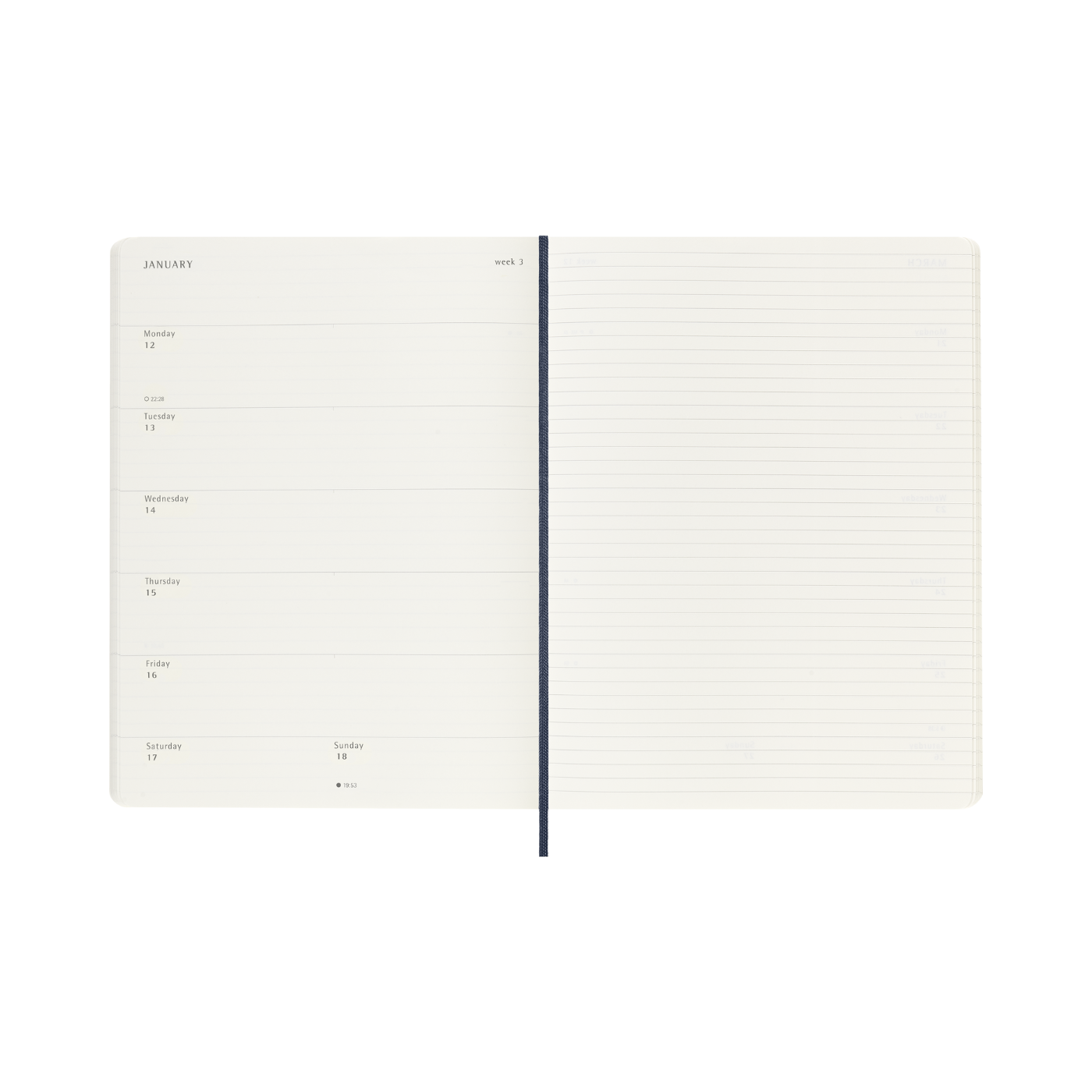 Moleskine Kalender Soft 12M Week Note XL Sapphire Blue 2026