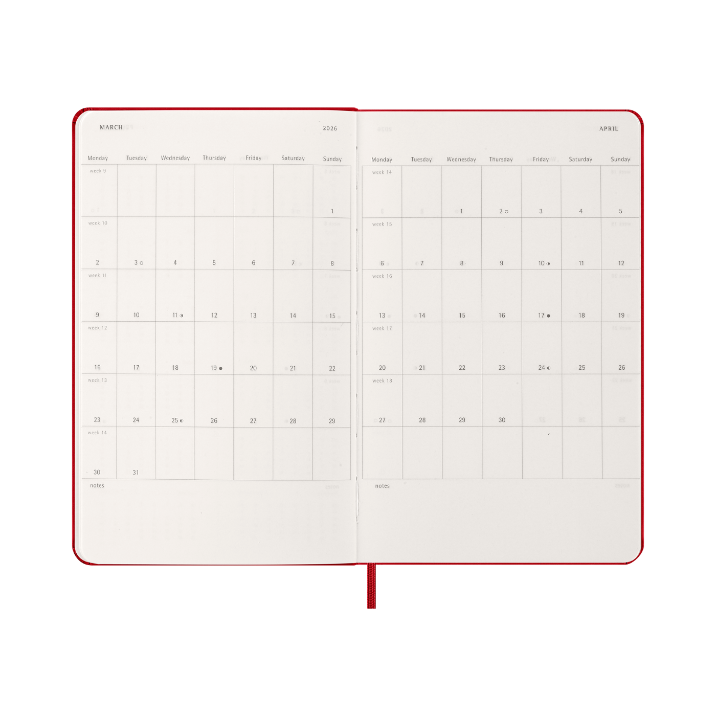 Moleskine Kalender Hard 12M Daily Large Rød 2026