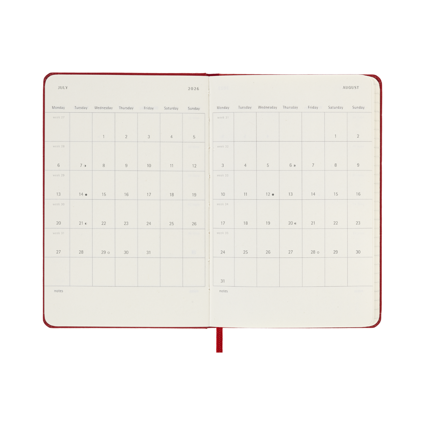 Moleskine Kalender Hard 12M Daily Pocket Rød 2026