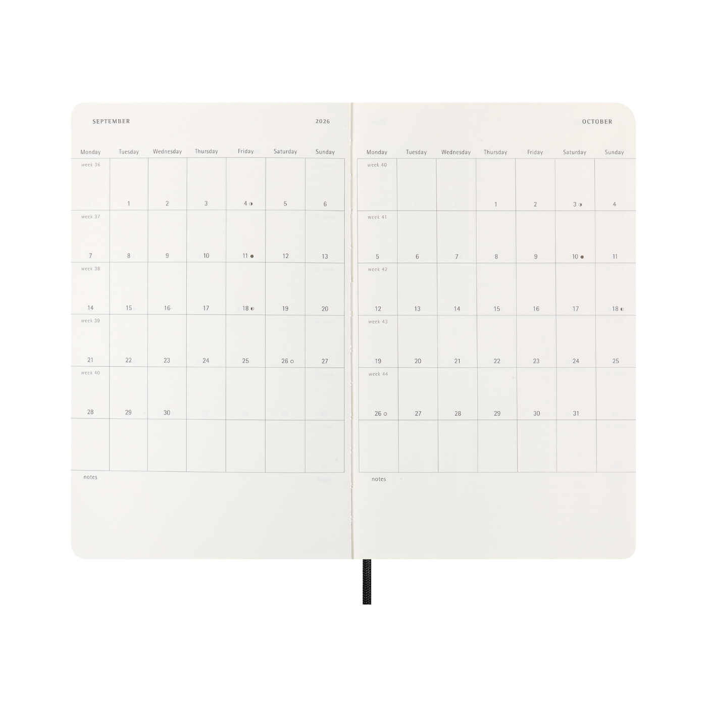 Moleskine Kalender Soft 12M Week Note Large Sort 2026