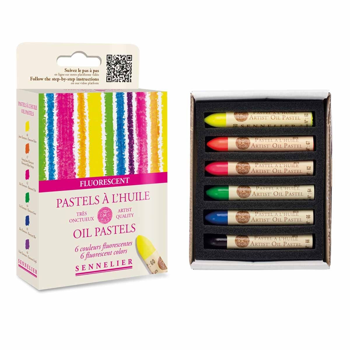 SEN Oil pastel set 6 pcs fluorescent colors