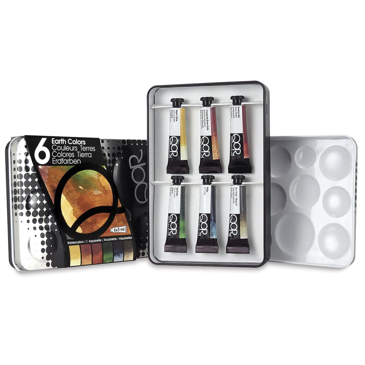 QoR Akvarelmaling Qor Earth Tones akvarelsæt med 6x5ml