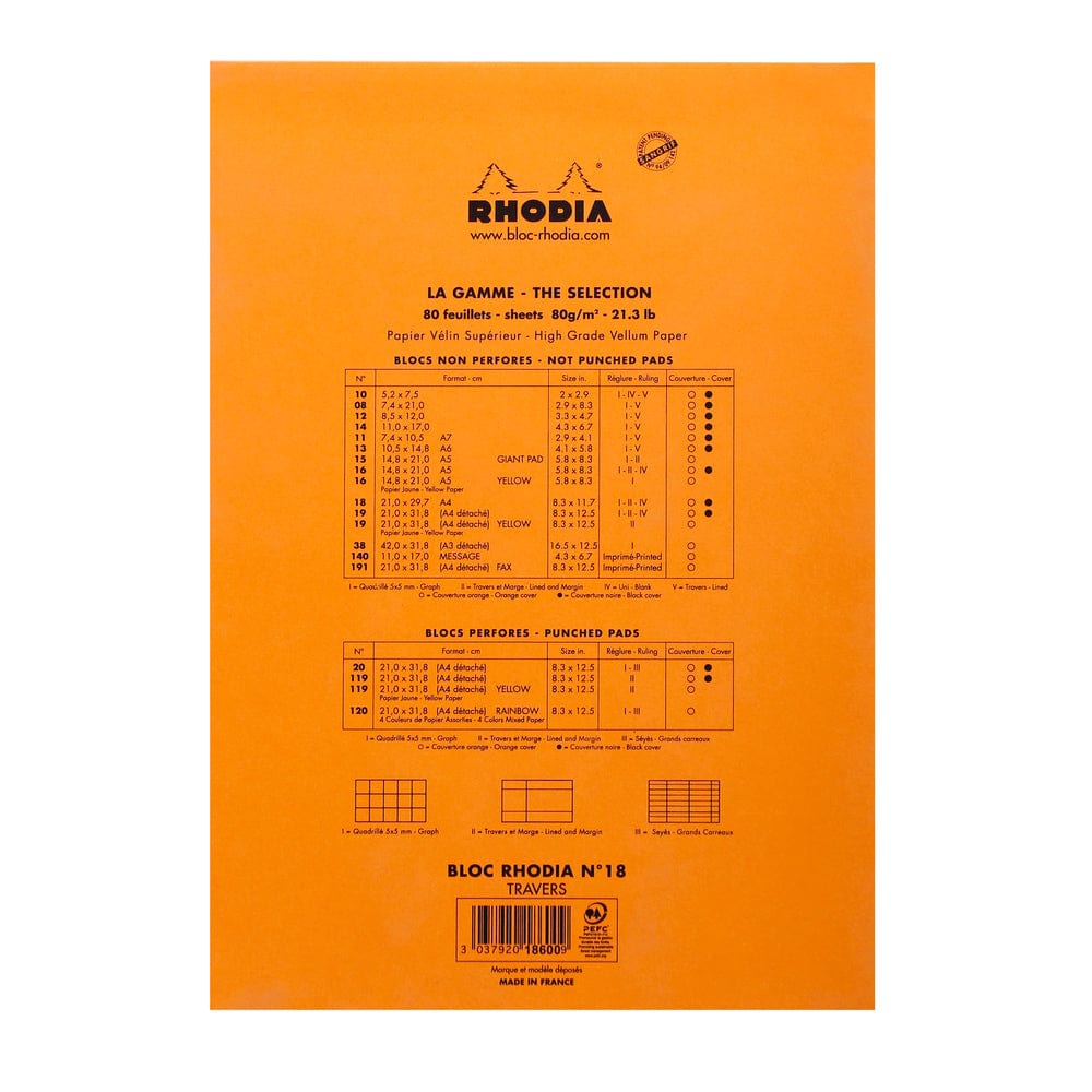 Rhodia Rhodia ORANGE head stapled giant pad N°15 - Linjeret