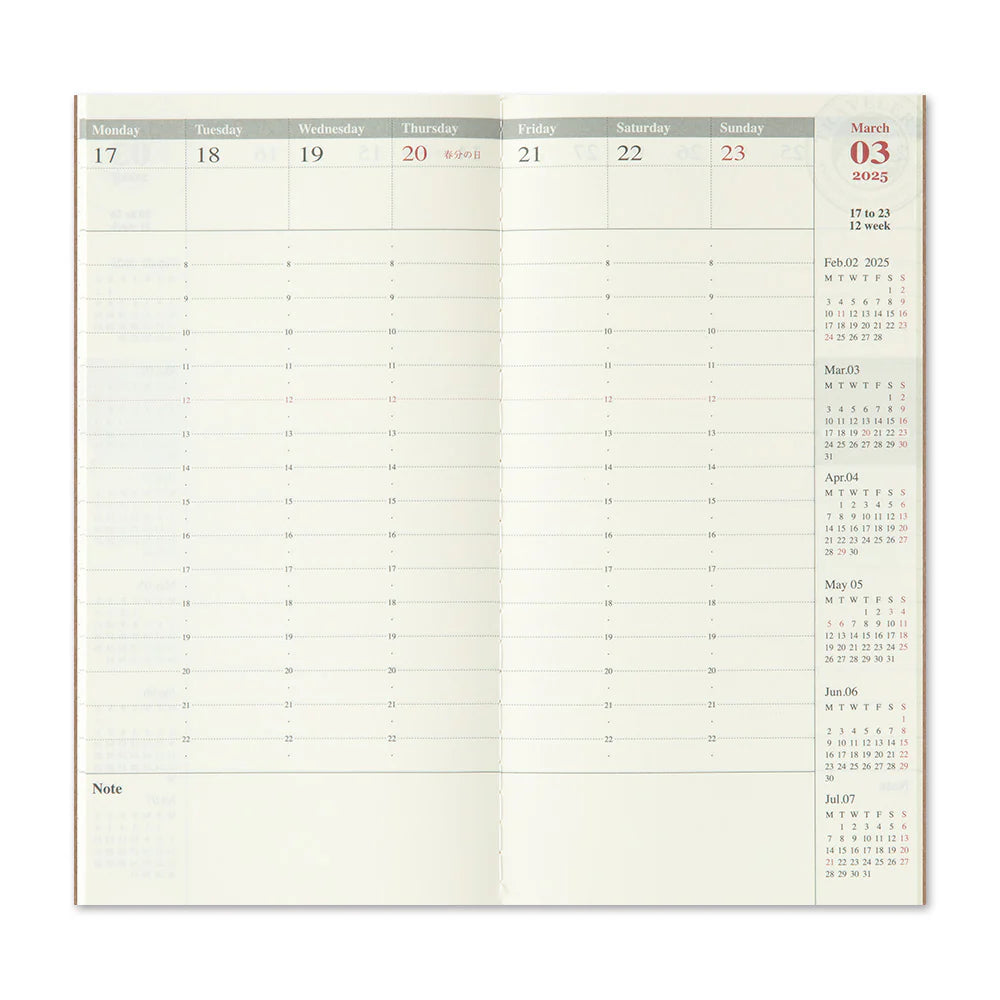 Traveler´s Company, Traveler´s Notebook Kalender 2025 - Ugentlig (vertikal)