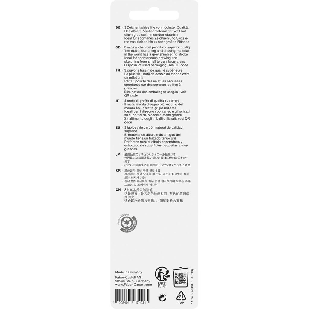 Faber-Castell Pitt Charcoal Pencil Set, 3-piece