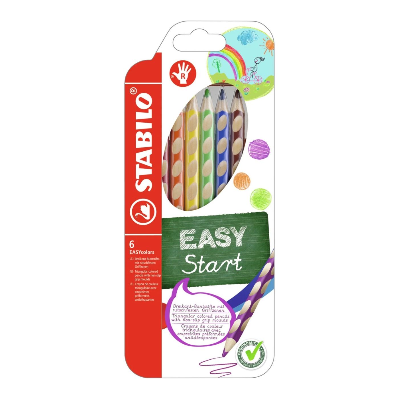 Stabilo Easycolors farveblyant sæt 6 stk højre