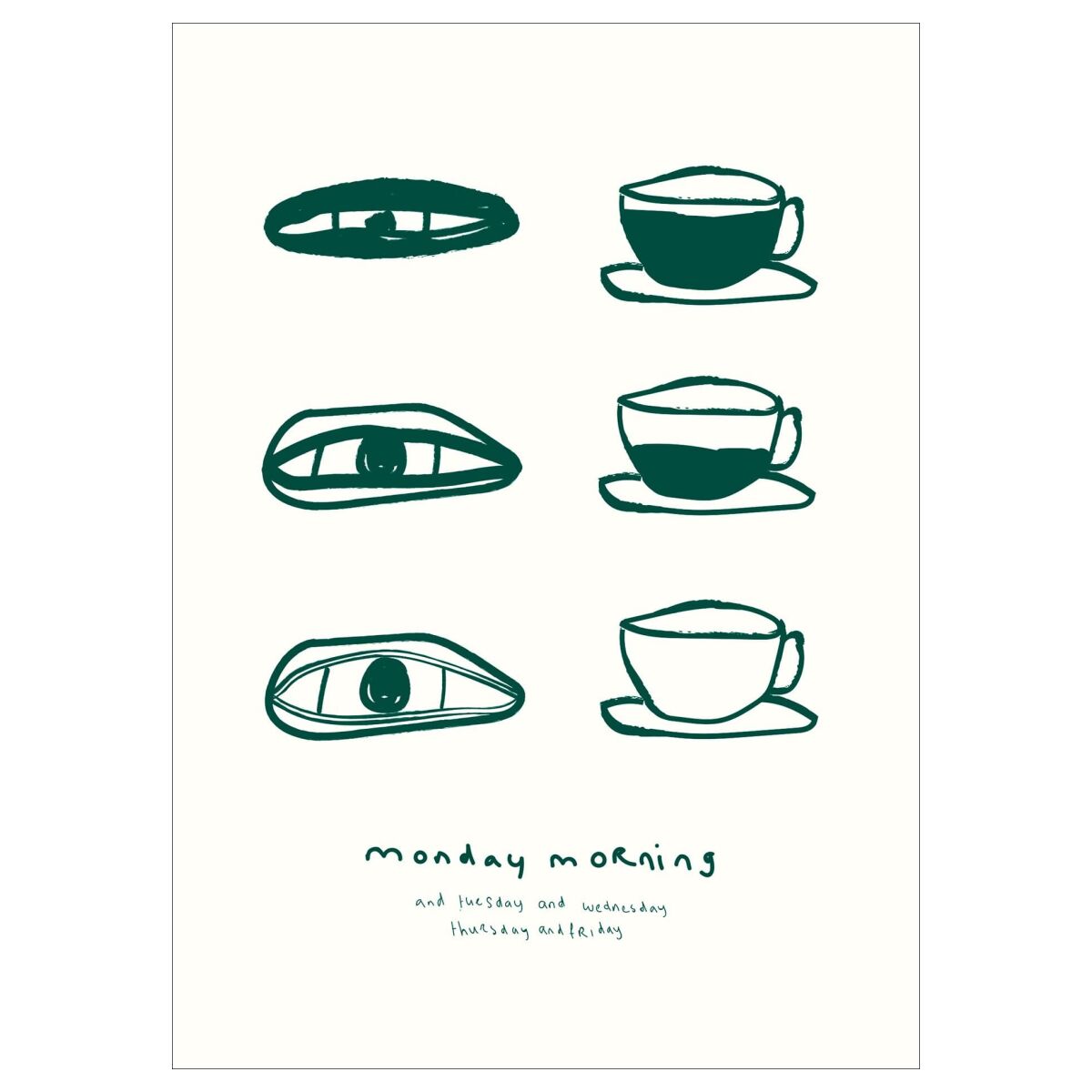 Life of van Dijk Mondaymorning OffwhiteGreen A3