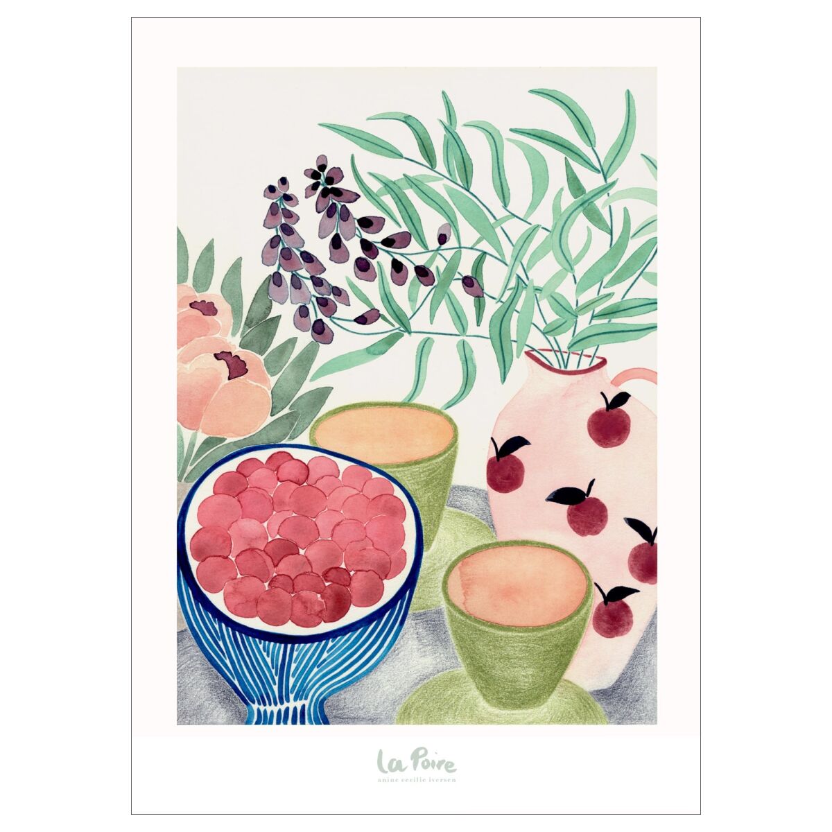 La Poire Still Life with Tea and Grapes 50 x 70 cm