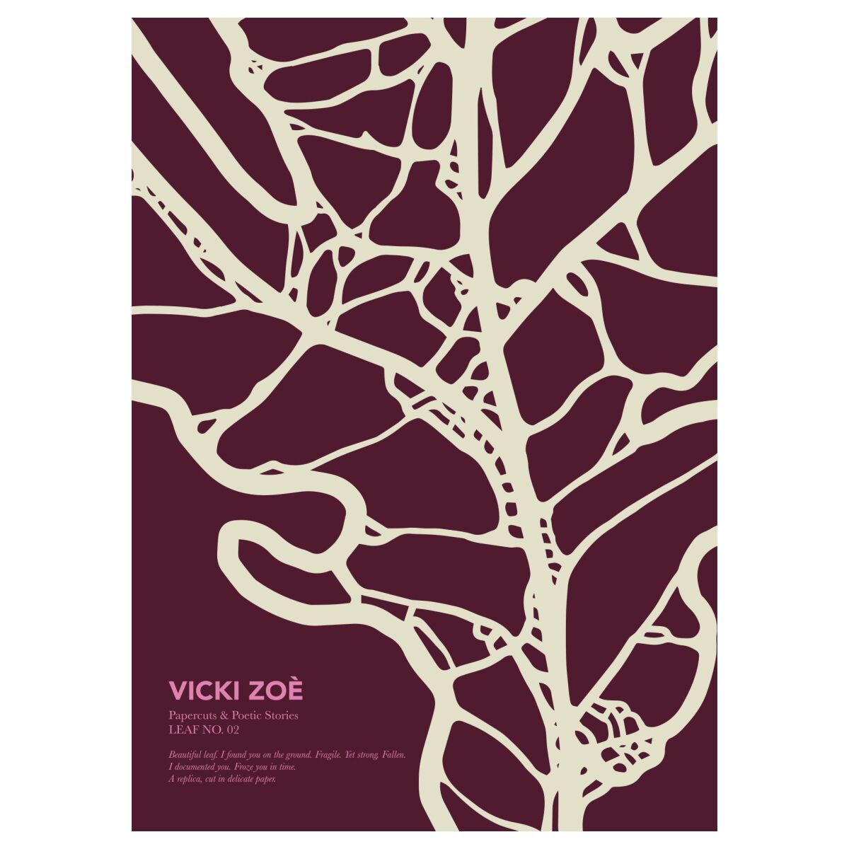 Vicki Zoé LEAF02 - Plum & Creme - Pink 50 x 70 cm