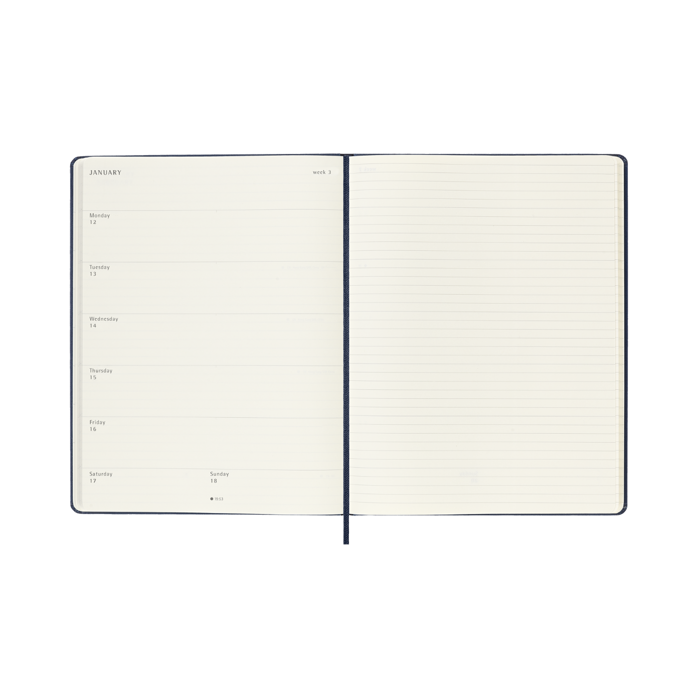 Moleskine Kalender Hard 12M Week Note XL Sapphire Blue 2026