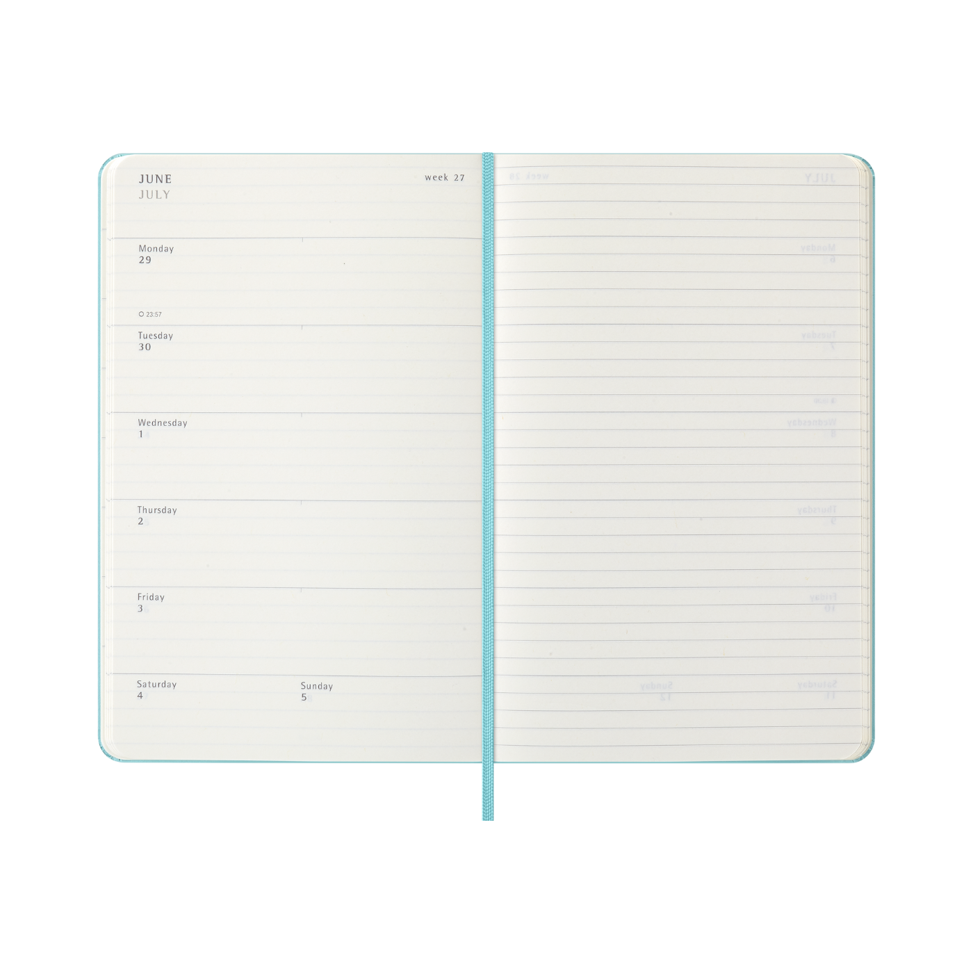 Moleskine Kalender Hard 12M Week Note Large Aquamarine 2026