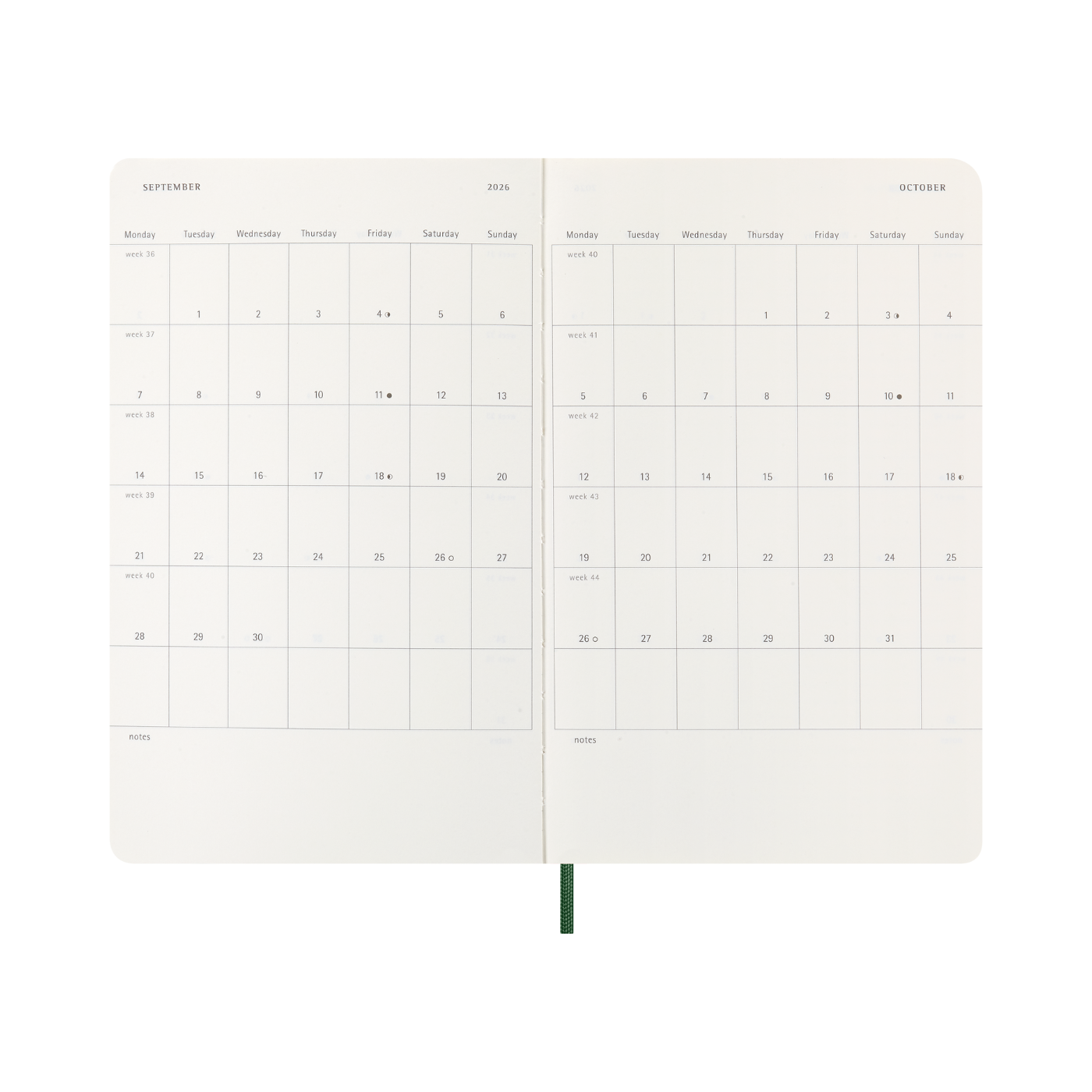 Moleskine Kalender Soft 12M Daily Large Myrtle Green 2026