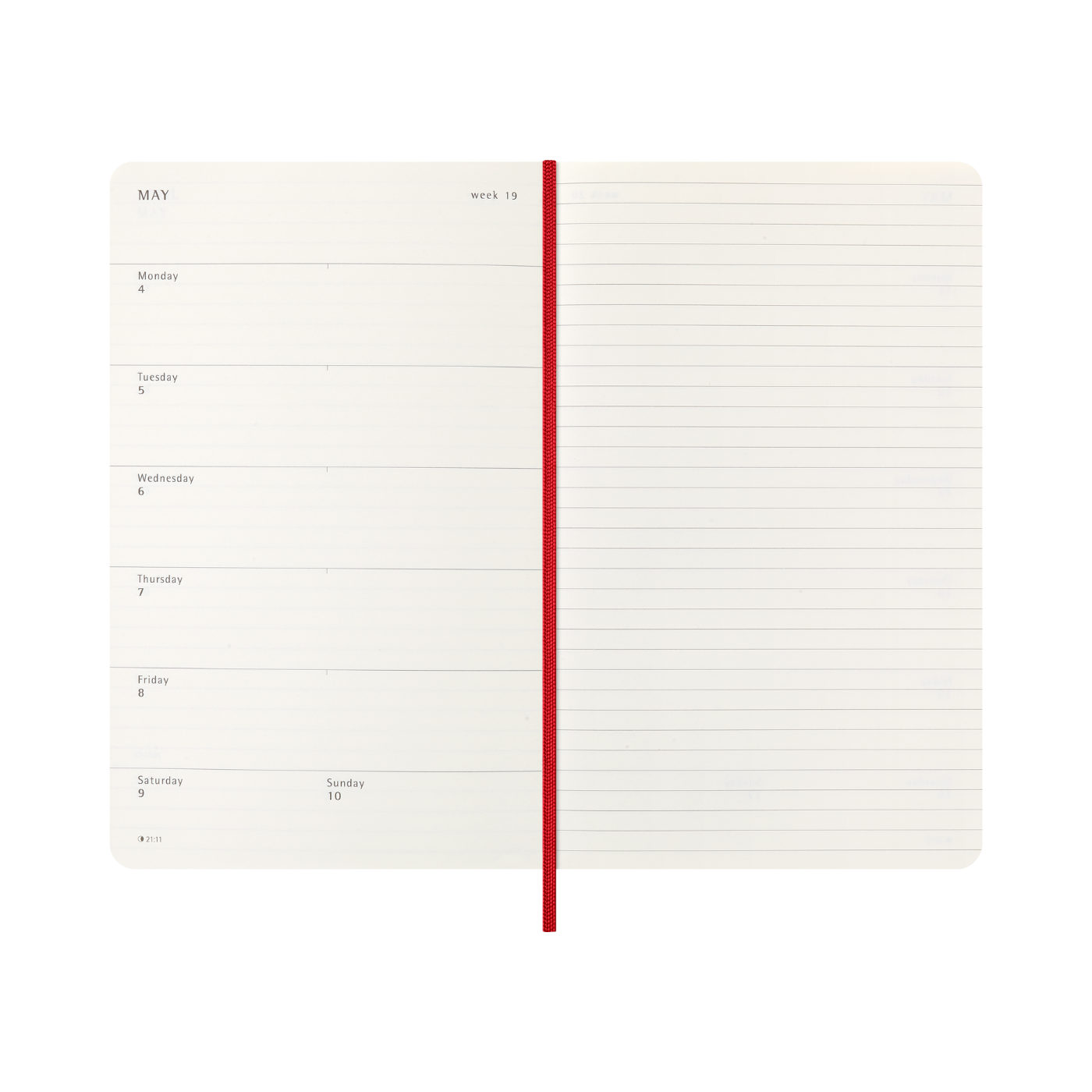 Moleskine Kalender Soft 12M Week Note Large Rød 2026
