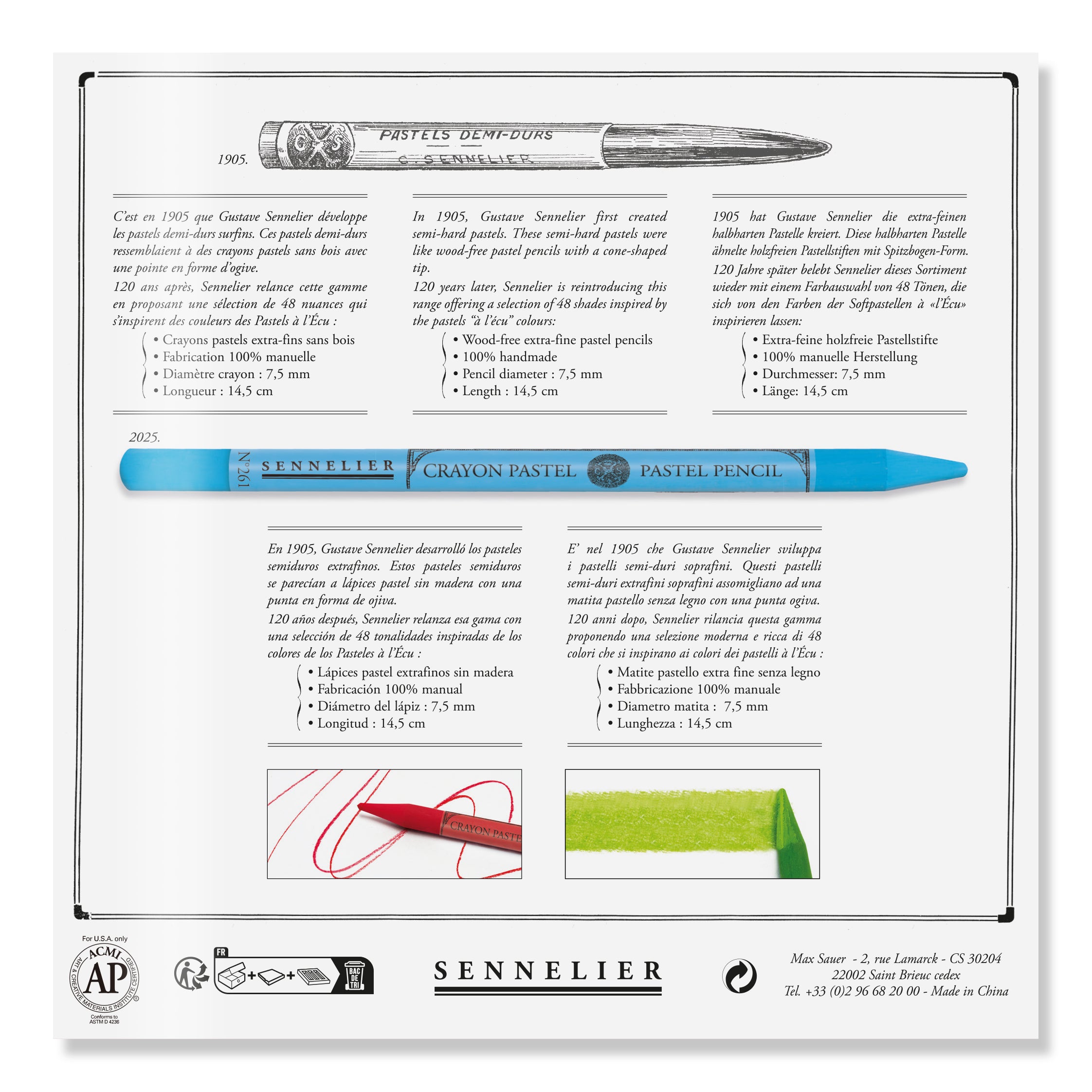 Sennelier Pastel Pencil Set 12 pcs + 12 empty