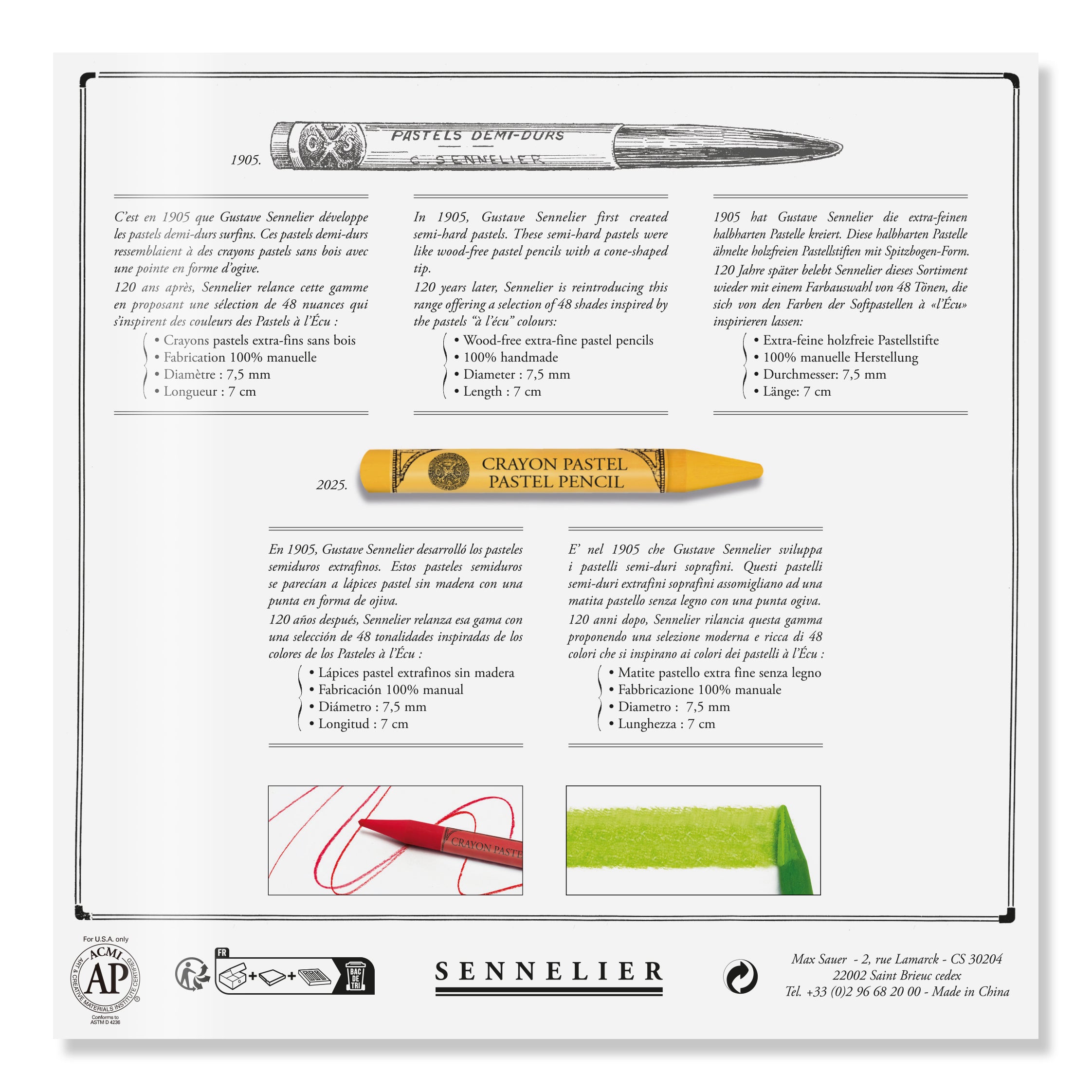 Sennelier Pastel Pencil Set 24 half pencils + 12 empty