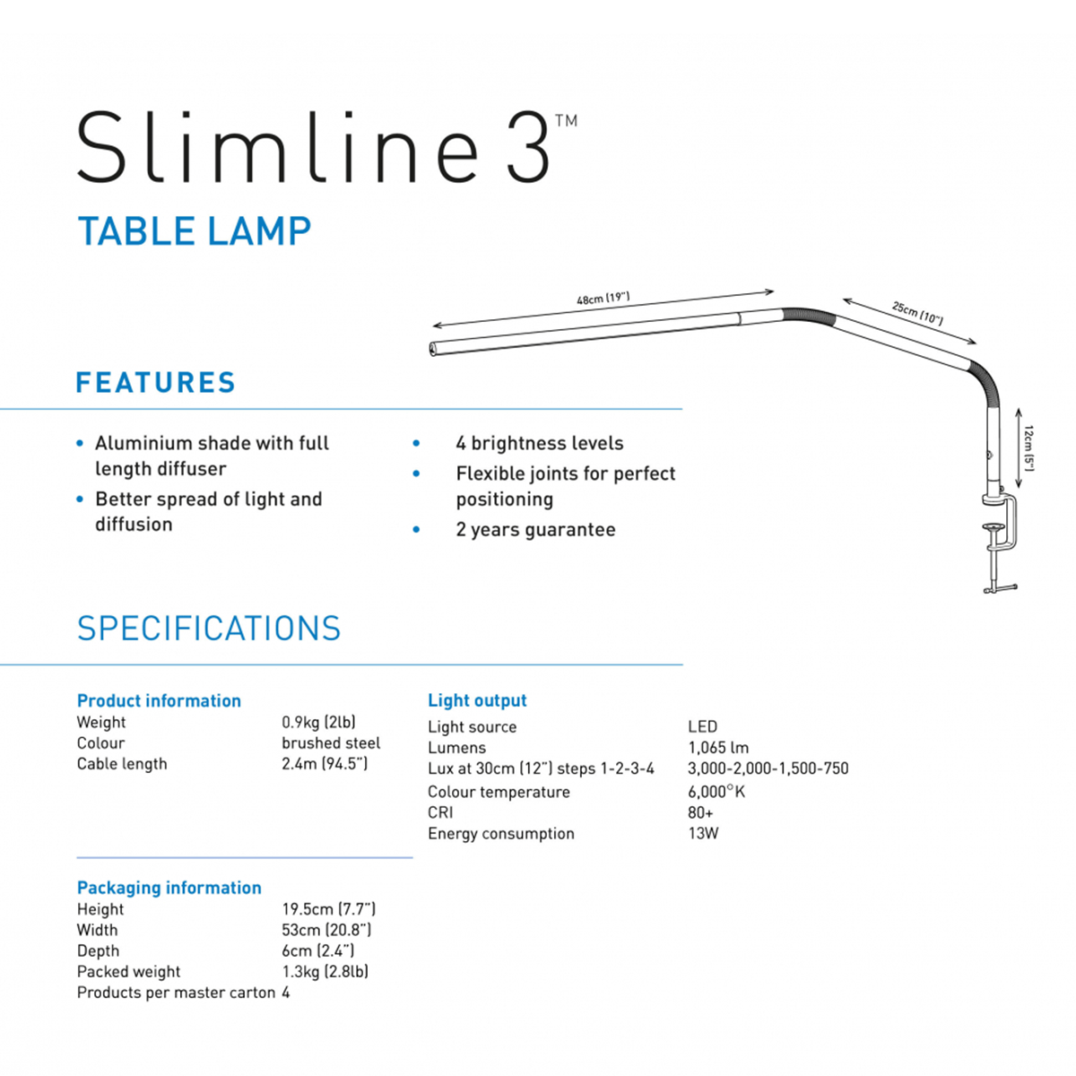 Daylight Lampe Daylight Slimline 3 bordlampe