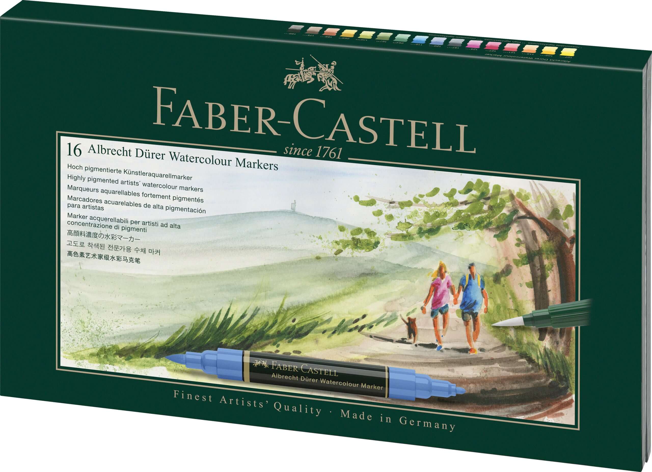 Faber-Castell Farveblyanter Albrecht Dürer watercolour marker gaveæske - 16 farver + waterbrusch