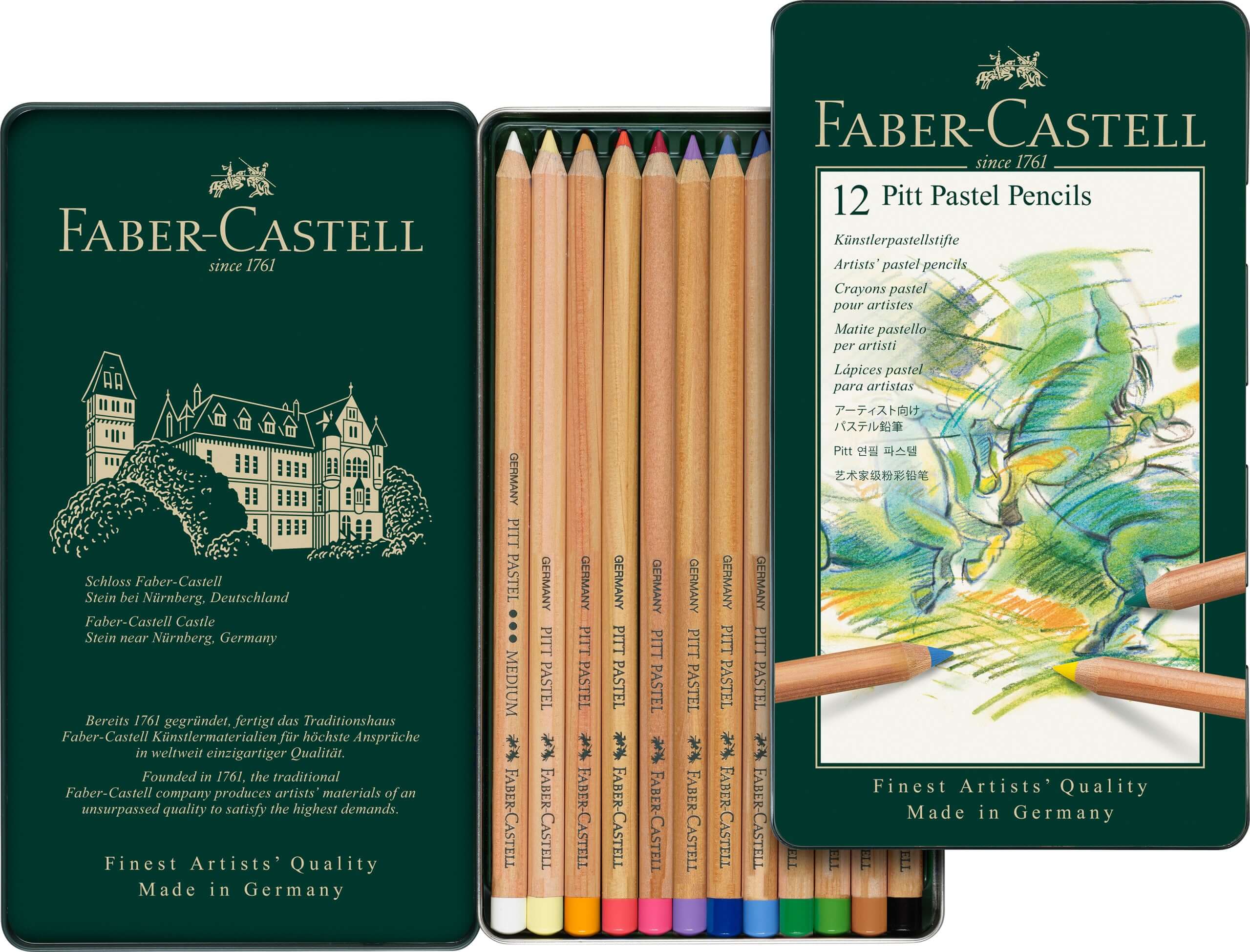 Faber-Castell Farveblyanter Faber-Castell Pitt pastel tinæske - 12 farver