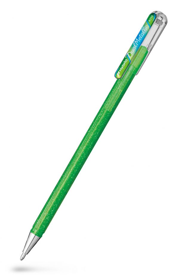 PENTEL K110 Hybrid Dual Metallic Gelroller Lysgrøn/Metallic blå+rød