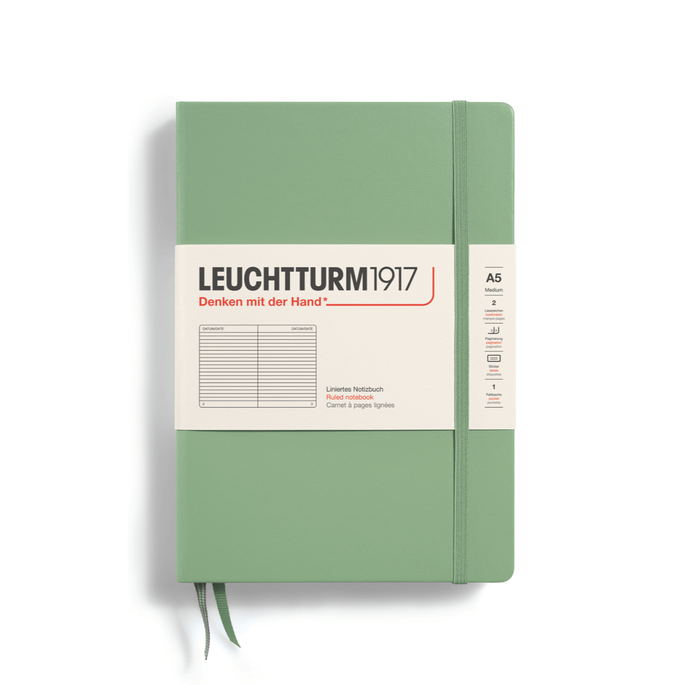 Leuchtturm 1917 Notesbog Leuchtturm1917 Notesbog Hardcover A5 249s Linjeret Sage