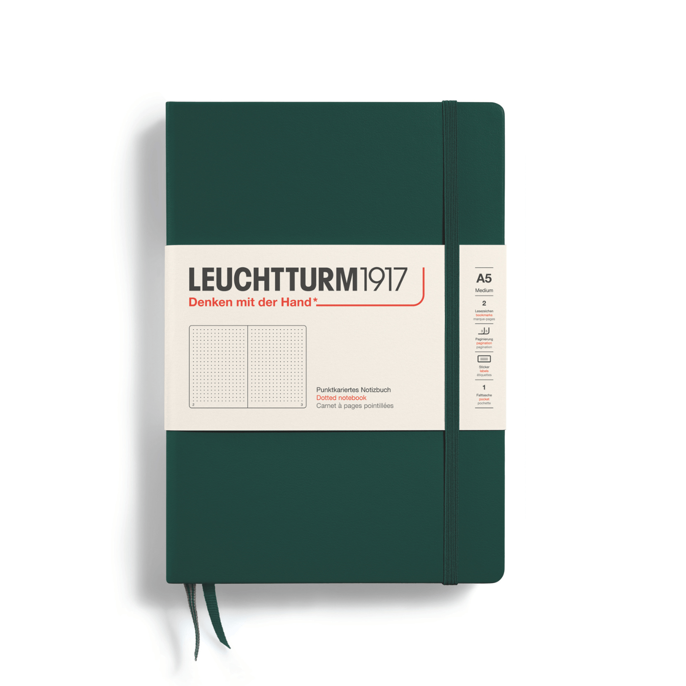 Leuchtturm 1917 Notesbog Leuchtturm1917 Notesbog Hardcover A5 249s Prikket Forest Green