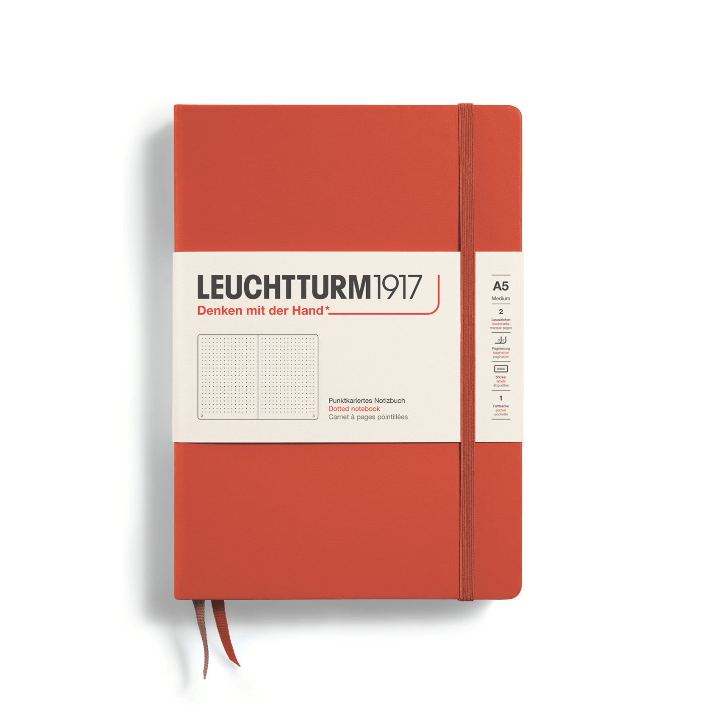 Leuchtturm 1917 Notesbog Leuchtturm1917 Notesbog Hardcover A5 249s Prikket Fox Red