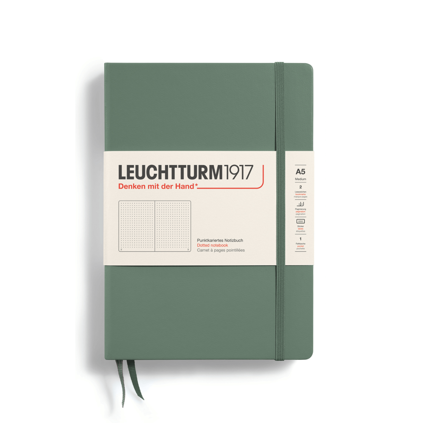 Leuchtturm 1917 Notesbog Leuchtturm1917 Notesbog Hardcover A5 249s Prikket Olive