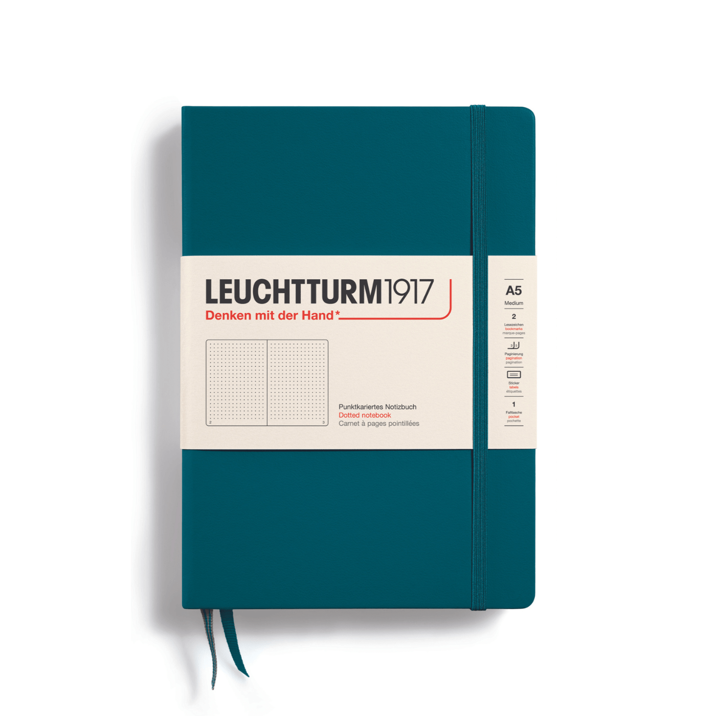 Leuchtturm 1917 Notesbog Leuchtturm1917 Notesbog Hardcover A5 249s Prikket Pacific Green