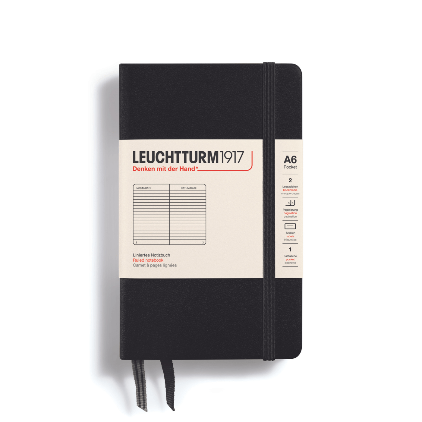 Leuchtturm 1917 Notesbog Leuchtturm1917 Notesbog Hardcover A6 185s Linjeret Black