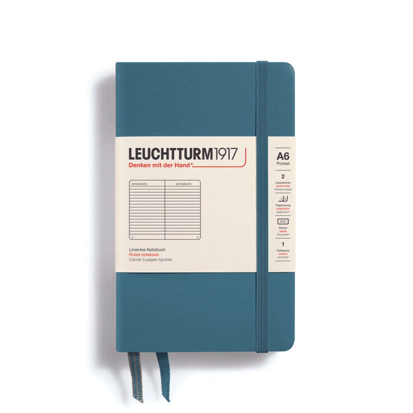 Leuchtturm 1917 Notesbog Leuchtturm1917 Notesbog Hardcover A6 185s Linjeret Stone Blue