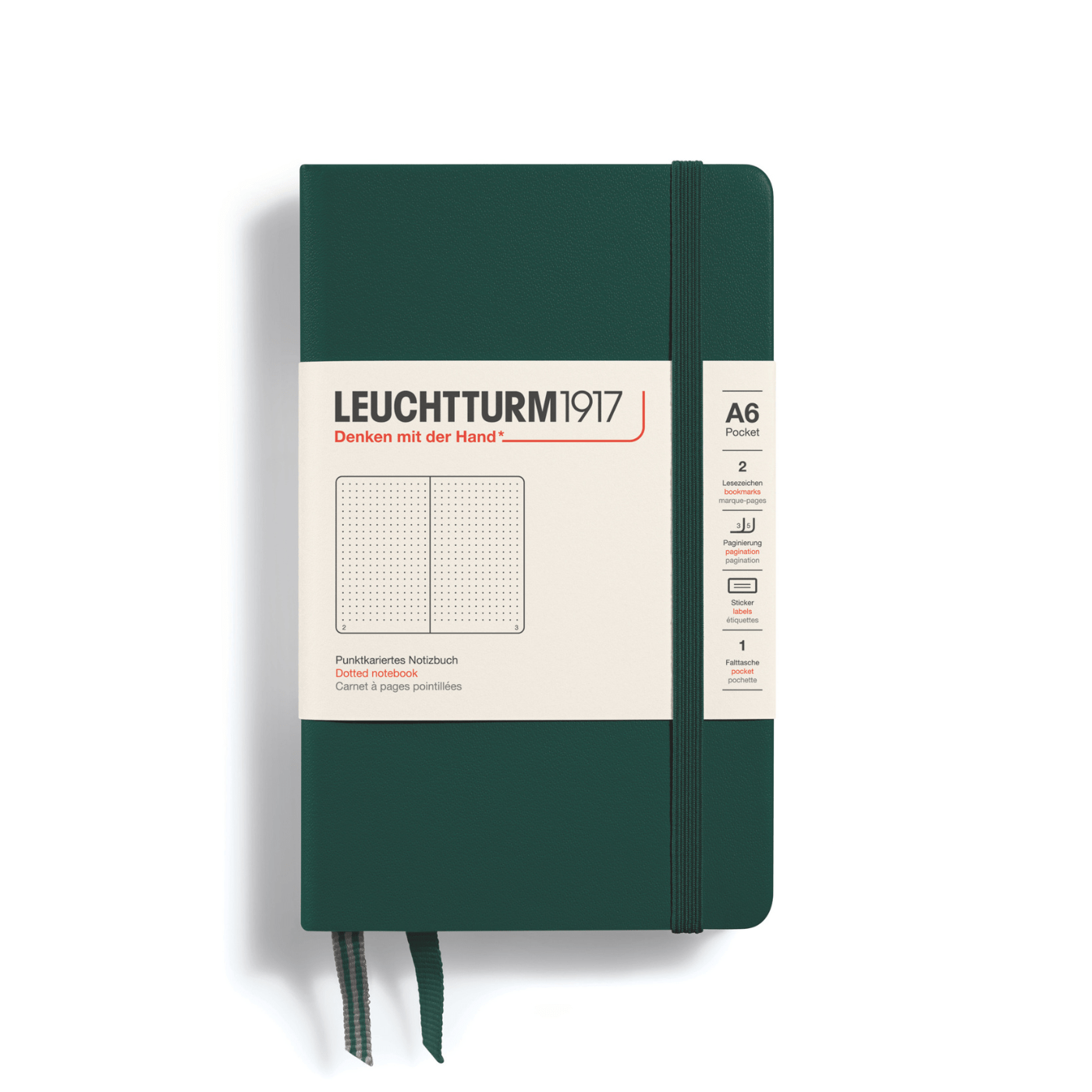 Leuchtturm 1917 Notesbog Leuchtturm1917 Notesbog Hardcover A6 185s Prikket Forest Green