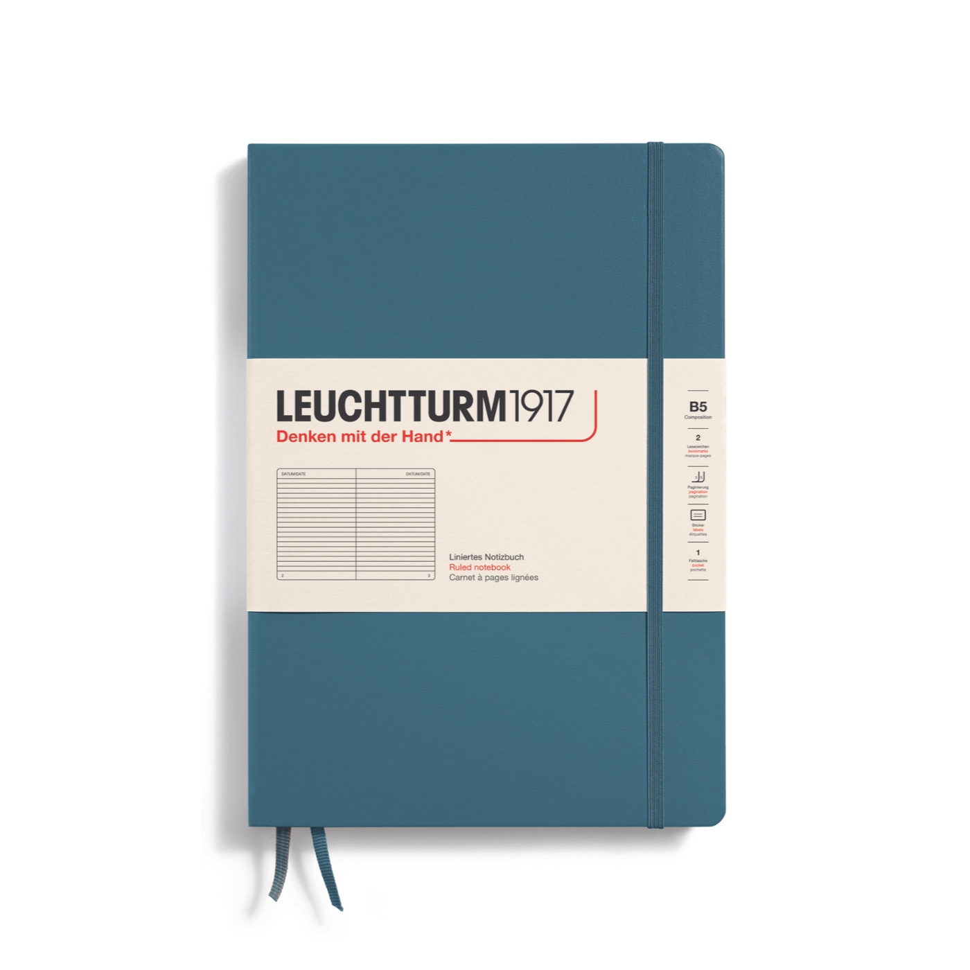 Leuchtturm 1917 Notesbog Leuchtturm1917 Notesbog Hardcover B5 219s Linjeret Stone Blue HC