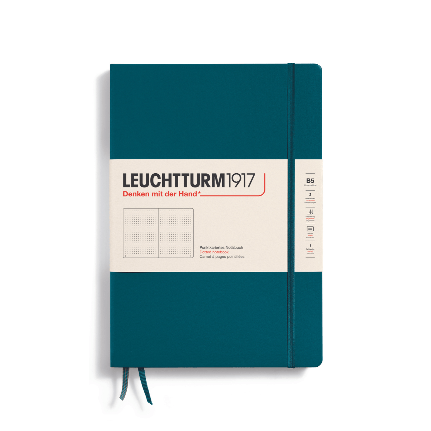 Leuchtturm 1917 Notesbog Leuchtturm1917 Notesbog Hardcover B5 219s Prikket Pacific Green