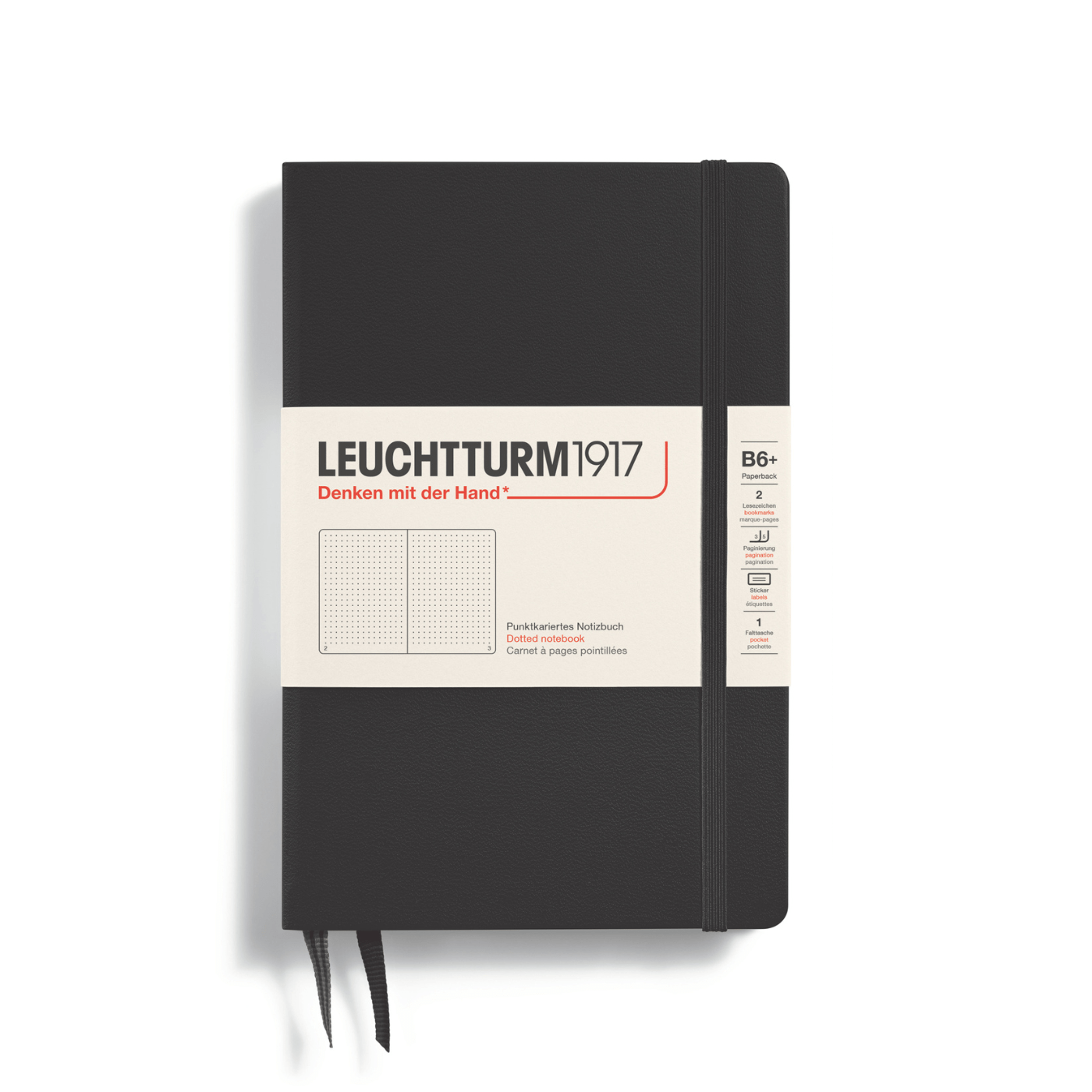 Leuchtturm 1917 Notesbog Leuchtturm1917 Notesbog Hardcover B6+ 219s Prikket Black