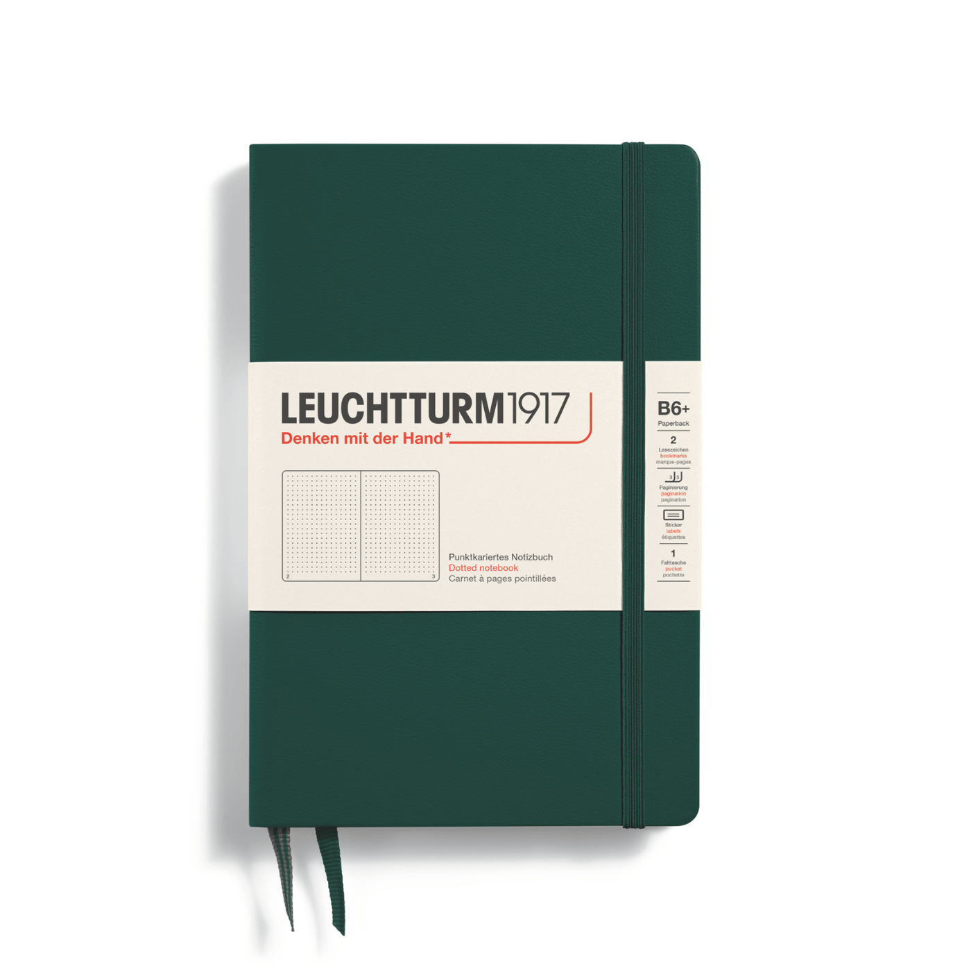 Leuchtturm 1917 Notesbog Leuchtturm1917 Notesbog Hardcover B6+ 219s Prikket Forest Green