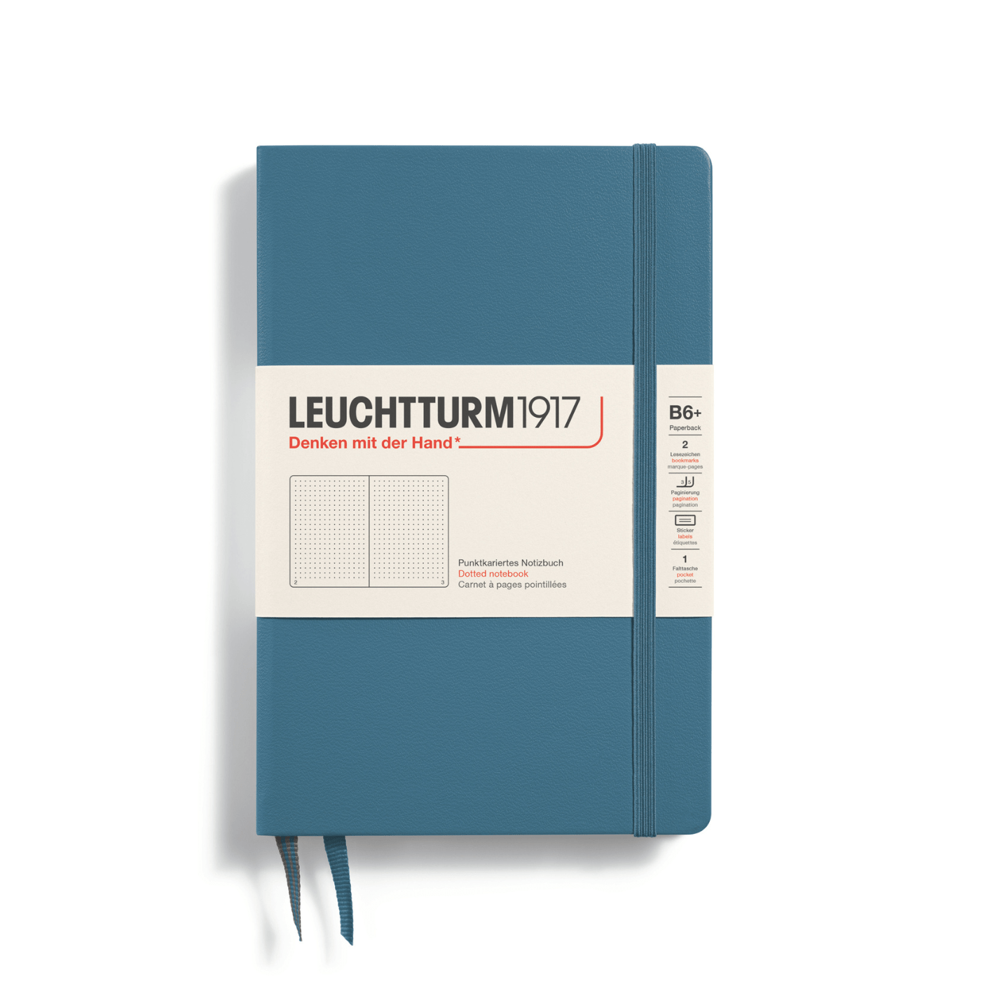 Leuchtturm 1917 Notesbog Leuchtturm1917 Notesbog Hardcover B6+ 219s Prikket Stone Blue