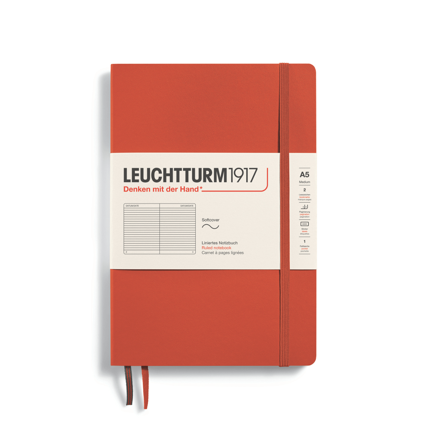 Leuchtturm 1917 Notesbog Leuchtturm1917 Notesbog Softcover A5 121s Linjeret Fox Red