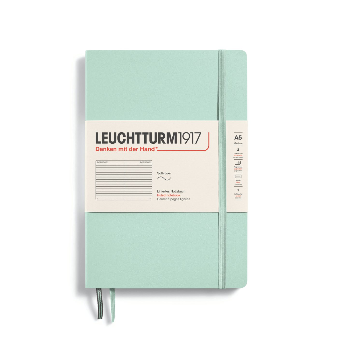 Leuchtturm 1917 Notesbog Leuchtturm1917 Notesbog Softcover A5 121s Linjeret Mint Green