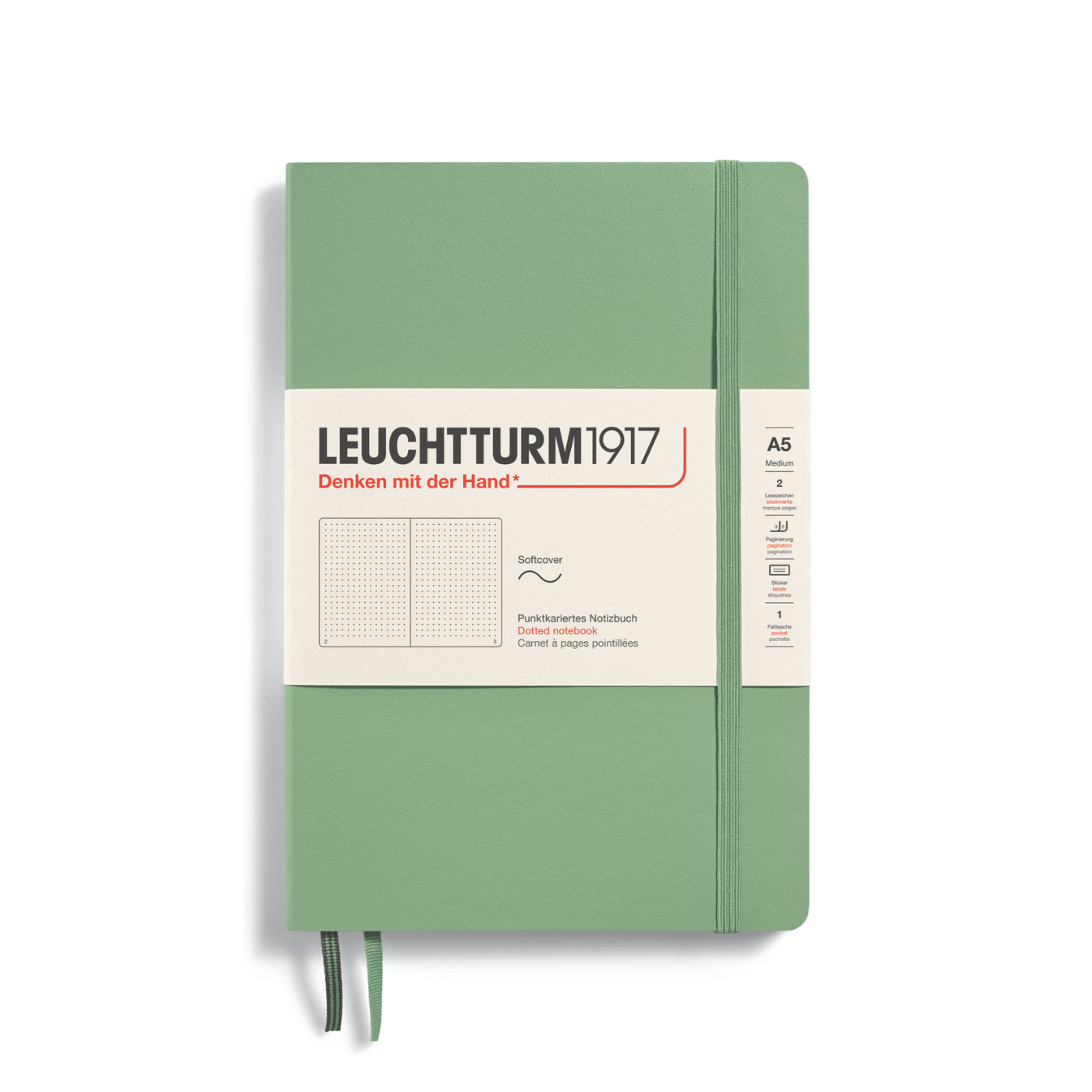 Leuchtturm 1917 Notesbog Leuchtturm1917 Notesbog Softcover A5 121s Prikket Sage