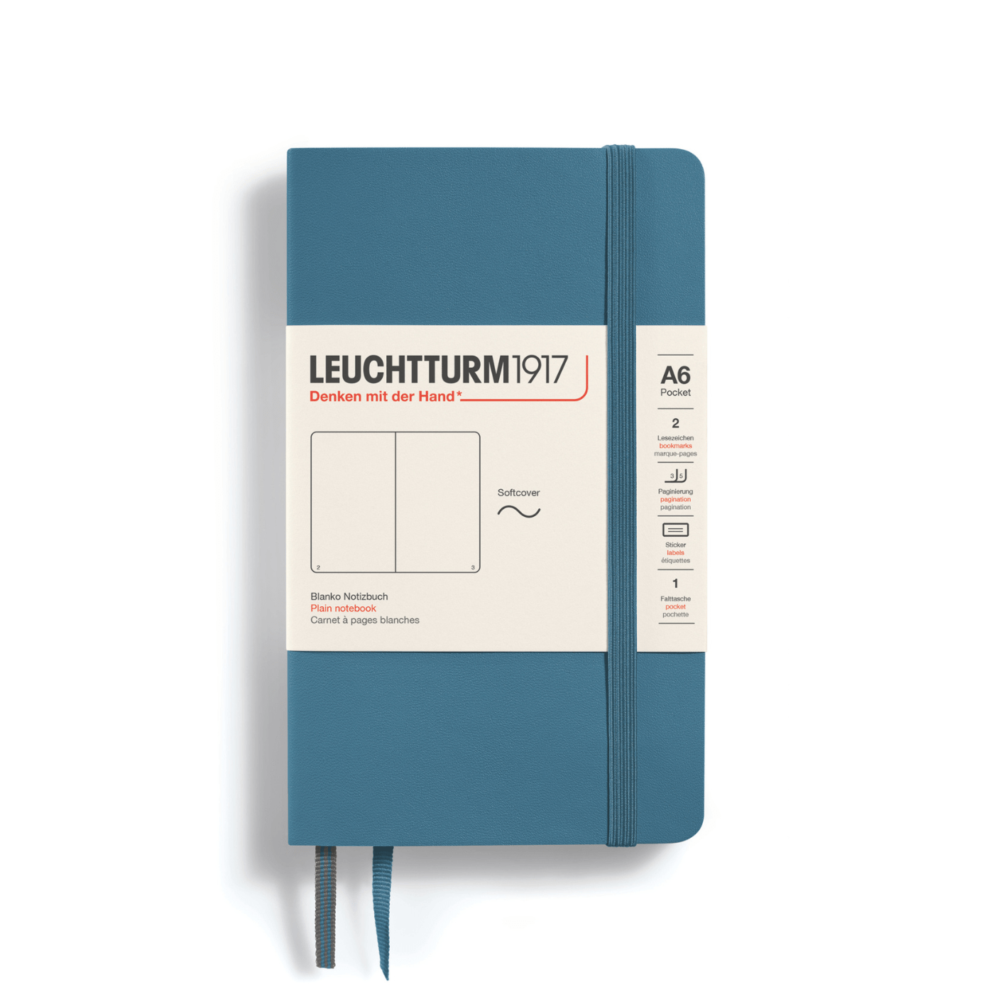 Leuchtturm 1917 Notesbog Leuchtturm1917 Notesbog Softcover A6 121s Blank Stone Blue