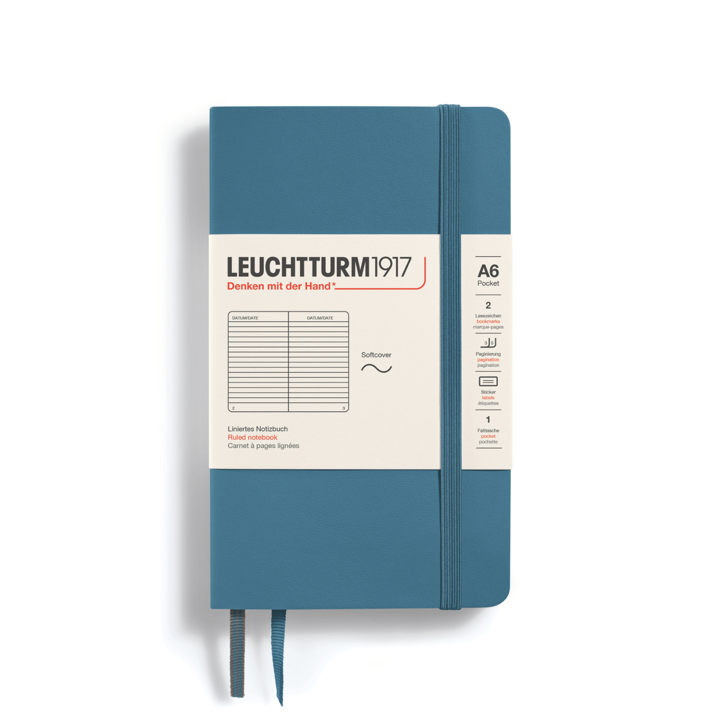 Leuchtturm 1917 Notesbog Leuchtturm1917 Notesbog Softcover A6 121s Linjeret Stone Blue